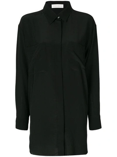 Faith Connexion Silk Blouse With Chest Pockets In Black