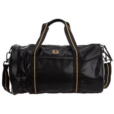 Fred Perry Men's Fitness Gym Sports Shoulder Bag Barrel In Nero