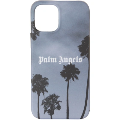 Palm Angels Grey Palms Boulevard Iphone 12 Mini Case In Black