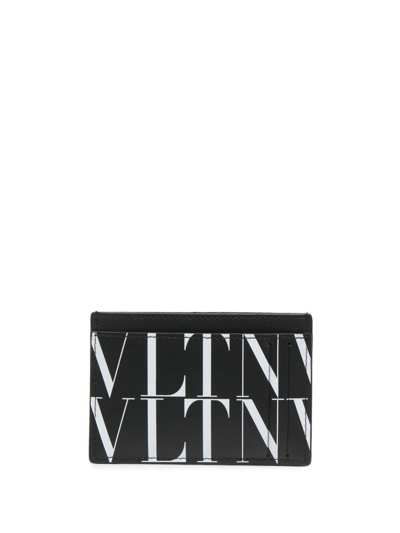 Valentino Garavani Credit Card Holder With Vltn Logo In Black