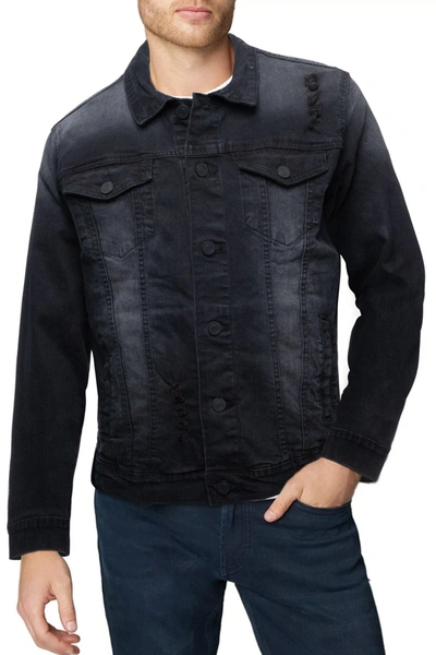 X-ray Distressed Denim Jacket - Slim Fit In Black Denim