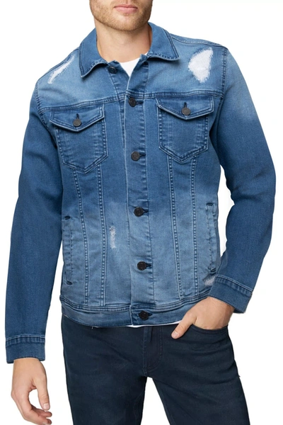 X-ray Distressed Denim Jacket - Slim Fit In Medium Blue