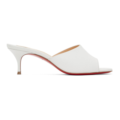 Christian Louboutin East Napa Kitten-heel Red Sole Mules In W222 White