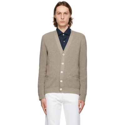 Isaia Beige Cotton Cardigan In 430 Beige