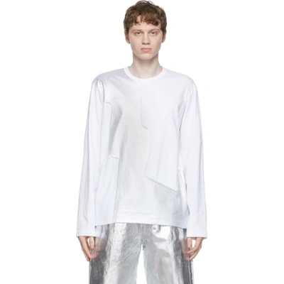 Comme Des Garçons Homme Deux White Jersey X Laminate Long Sleeve T-shirt In 1 White/sil