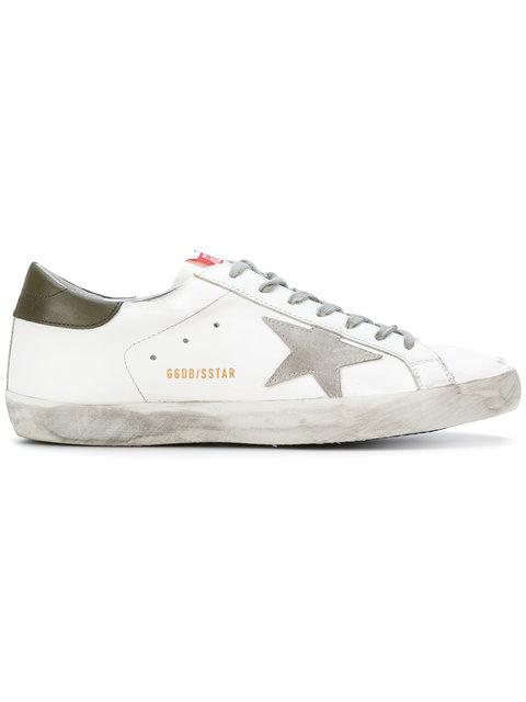 Golden Goose White Military Green Superstar Low Sneakers | ModeSens