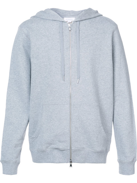 Sunspel Hooded Zip-through Cotton Sweatshirt In Grey | ModeSens