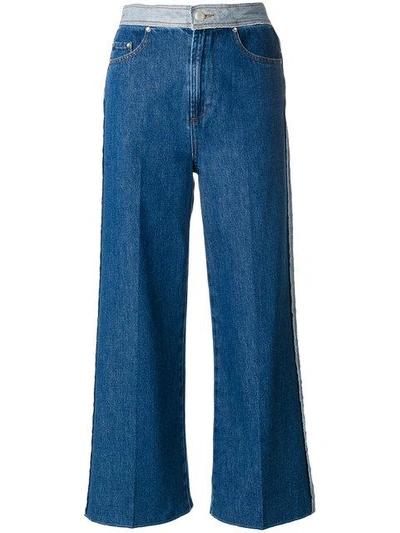 Red Valentino Two-tone Flare Cotton Denim Jeans