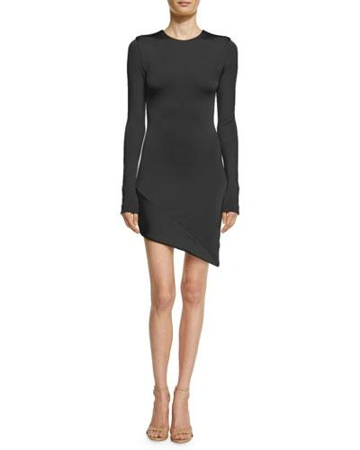 Cushnie Et Ochs Lola Asymmetric Long-sleeve Minidress In Black