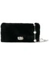 Miu Miu Crystal-embellished Fur Shoulder Bag In Black