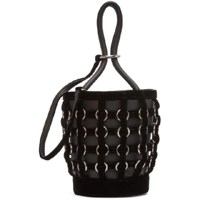 Alexander Wang Mini Roxy Denim Cage Bucket Bag In Black