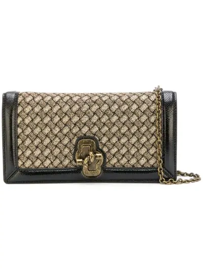 Bottega Veneta Knot Intrecciato-wool Cross-body Bag In Gold