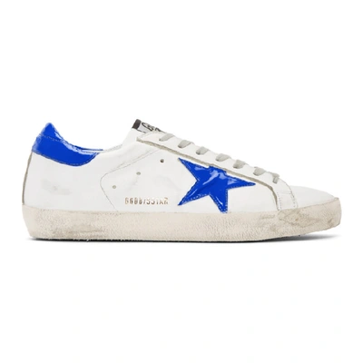 Golden Goose White Bright Blue Superstar Sneakers