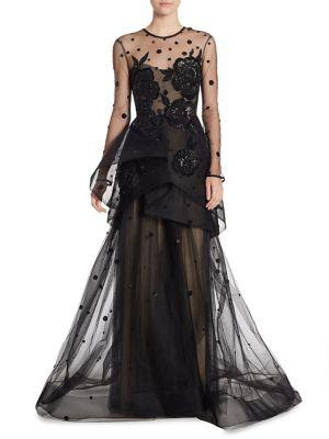 embroidered illusion gown