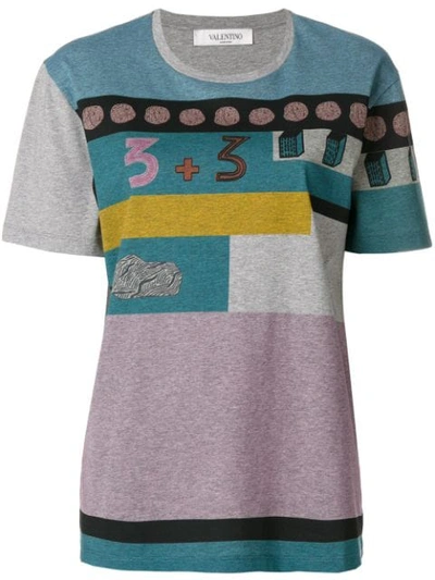 Valentino Counting T-shirt In Grey