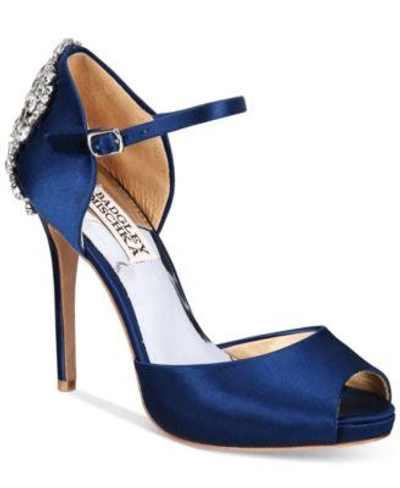 Badgley Mischka Dawn D'orsay Evening Sandals Women's Shoes In Navy