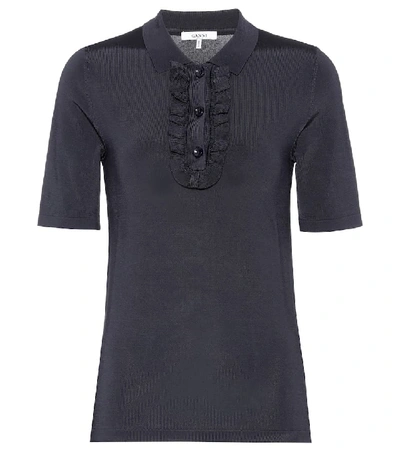 Ganni Romilly Polo Shirt In Blue