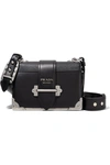 Prada Cahier Leather Shoulder Bag In Black