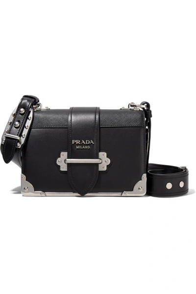 Prada Cahier Leather Shoulder Bag In Black | ModeSens