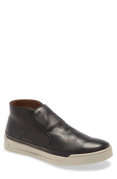John Varvatos Men's Remy Leather Mid-top Slip-on Sneakers In Mineral Black