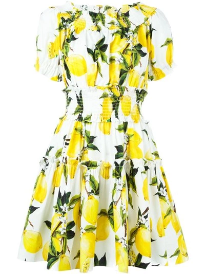 Dolce Gabbana Lemon Print Cotton Dress ModeSens