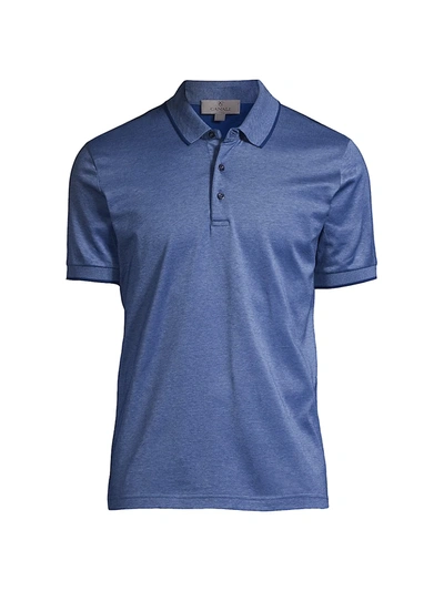 Canali Cotton Short Sleeve Polo In Blue