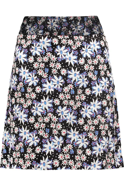 Anna Sui Oops A Daisy Embroidered Printed Silk-blend Crepe Skirt