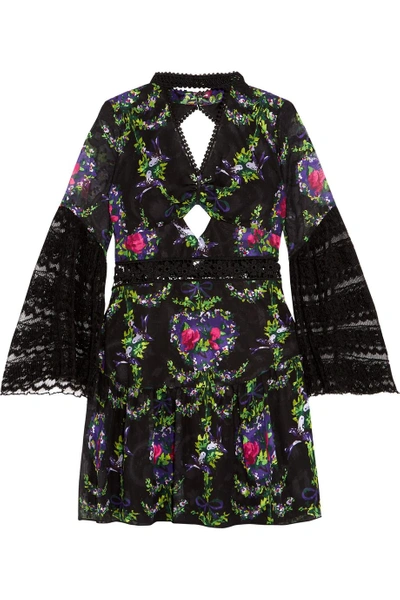 Anna Sui Cutout Lace-trimmed Fil Coupé Dress