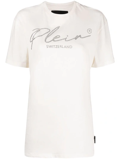 Philipp Plein Crystal Logo T-shirt In White