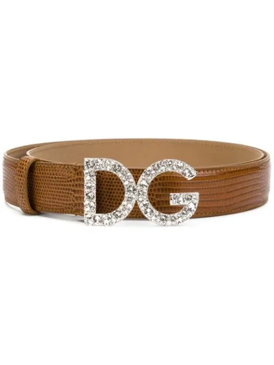 Dolce & Gabbana Logo Buckle Belt In Brown
