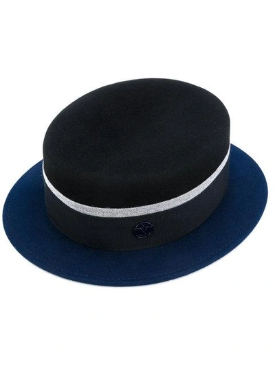 Maison Michel Logo Plaque Panama Hat In Black