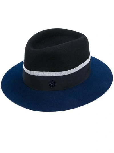 Maison Michel Logo Plaque Panama Hat In Black