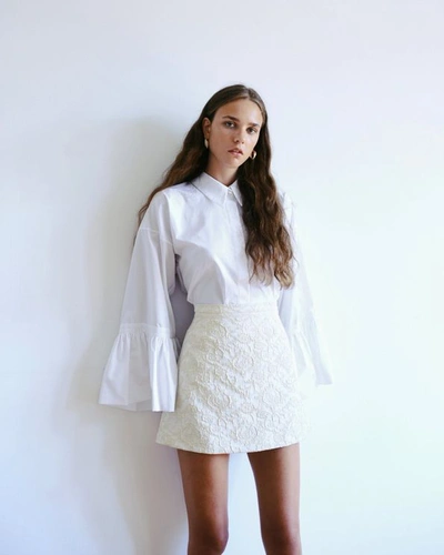Amotea Baby Mini Skirt In Ivory Brocade - Atterley In Nude