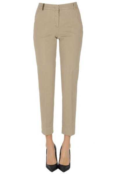 Peserico Stretch Cotton Trousers In Dove-grey