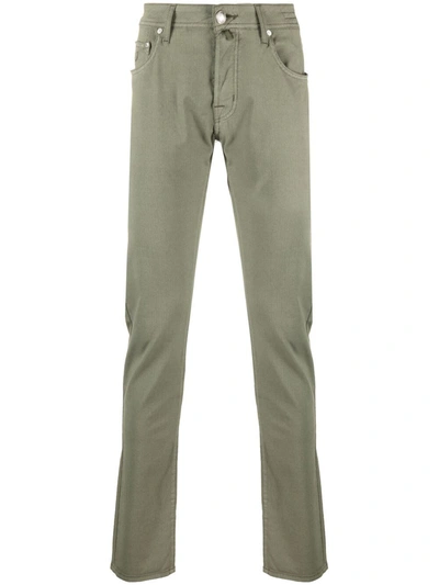 Jacob Cohen Logo-patch Chino Trousers In Green