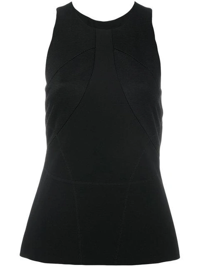 Versace Satin-panelled Crepe Top In Black