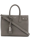 Saint Laurent Baby Soft Grained Leather Silver Hardware Sac De Jour In Grey