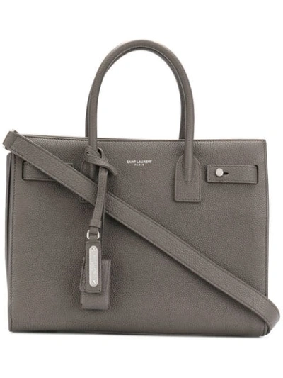 Saint Laurent Baby Soft Grained Leather Silver Hardware Sac De Jour In Grey