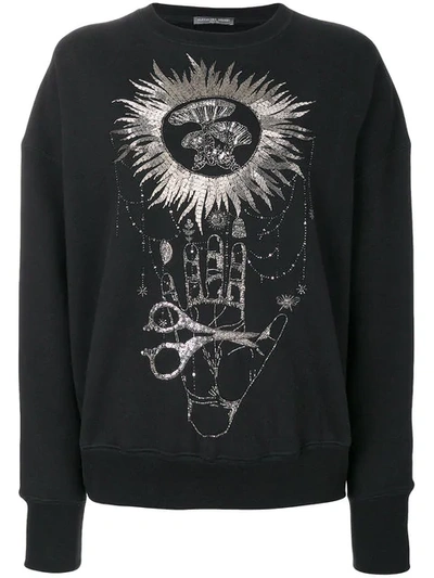 Alexander Mcqueen Embroidered Sweatshirt In Black