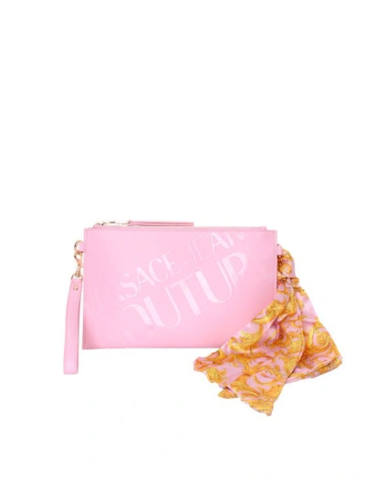 Versace Baroque Bow Clutch Bag In Pink