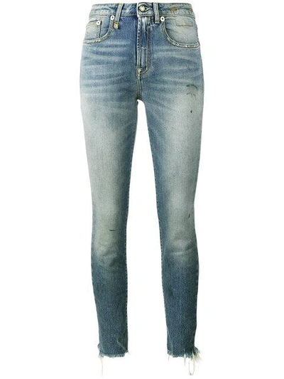 R13 Jenny Washed Blue Mid Rise Skinny Jeans