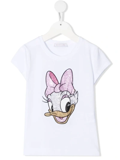 Monnalisa Kids' Daisy Duck Embellished T-shirt In White