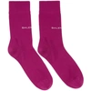 Balenciaga Logo Stretch Cotton Socks In Pink/purple