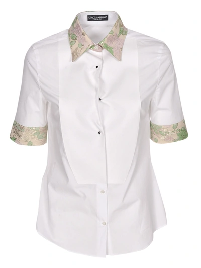 Dolce & Gabbana Brocade Detailed Shirt In White