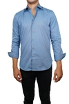 Boconi Jacquard Print Long Sleeve Tailored Fit Shirt In Blue