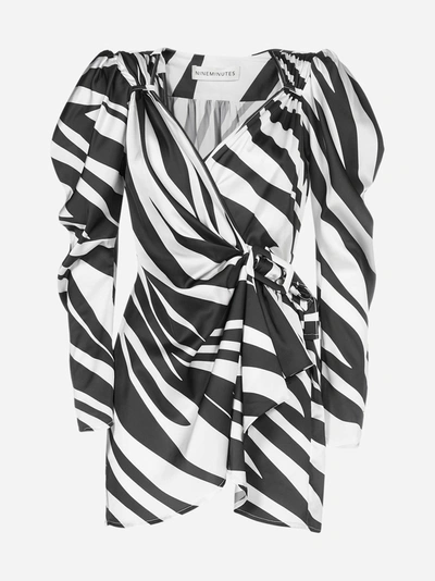 Nineminutes The Venus Zebra Print Stretch Satin Dress In Unico