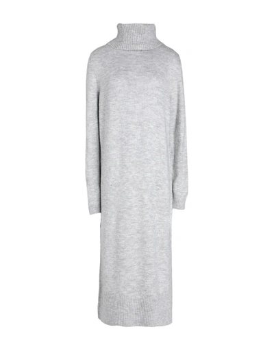 Only Knit Midi Sweater Dress With Roll Neck In Gray-grey