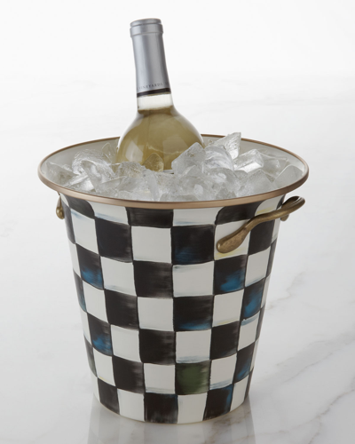 Mackenzie-childs Courtly Check Enamel Wine Cooler In Black/white