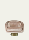 Jonathan Adler Bacharach Velvet Swivel Chair In Champagne