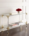 Jonathan Adler Jacques Acrylic & Brass Console In Mirror/brass